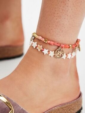 Free People Venus Star Anklet Red